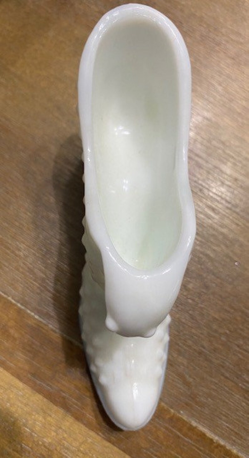 Fenton Milk Glass Hobnail Shoe Slipper White Original Label