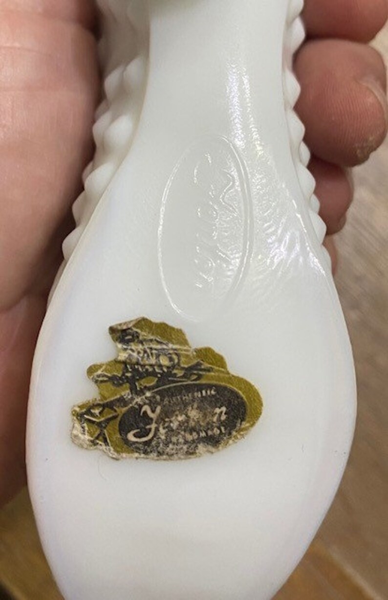 Fenton Milk Glass Hobnail Shoe Slipper White Original Label