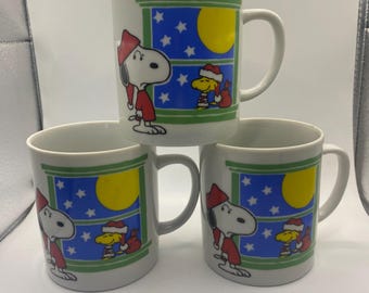 Vintage Fire King Snoopy Noel Milk Glass Christmas Mug, 1965 - Etsy