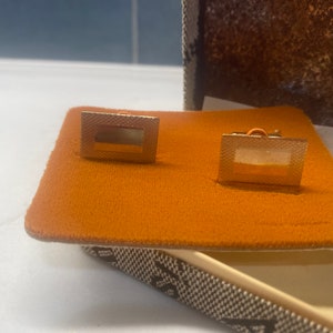 Vintage Dolan & Bullock Co.  Gold Rectangle Cuff Links, Smooth Engravable Center, Basket Weave Edging, 14KT Gold Filled