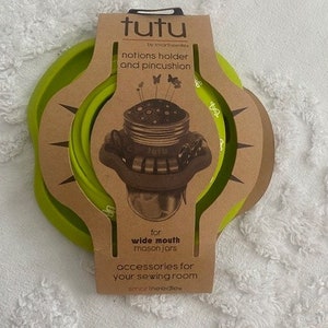 Tutu Notions Holder & Pincushion, NEW, Sewing, Crafting, Handmade, Seamstress, Wide Mouth Mason Jar