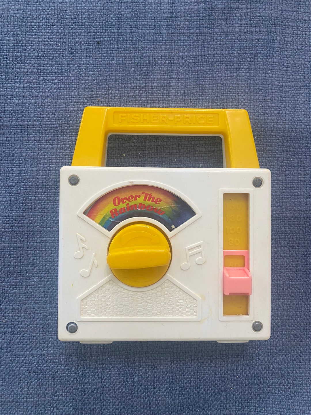 Vintage Fisher Price White Windup Toy Radio 794, Somewhere Over the