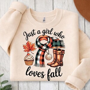 Una chica que ama el otoño PNG, Frase acogedora de otoño, Otoño cómodo, Temporada de suéteres y botas, Descarga digital