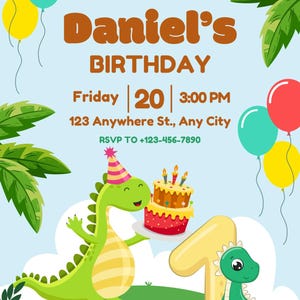 Convite de aniversário personalizado | Convite digital editável | Cartão de festa personalizado | Convite de aniversário infantil para impressão