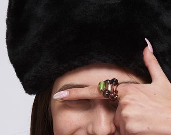 Copper glass beaded ring