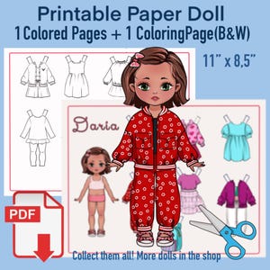 printable paper dolls-dress up dolls- paper doll set- paper dolls book- modern dolls- cut out dolls-articulated paper doll-doll pdf
