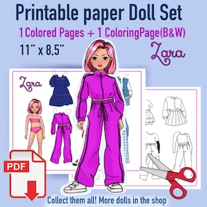 Papierpuppe bedruckbar, Papierpuppenkleidung, DIY Puppen, Papierpuppenbuch, Papierpuppensatz, handgemachte Puppen, Papierpuppen zum Ausschneiden, Papierpuppe