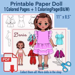 paper doll printable, paper doll clothes, DIY dolls, paper doll book,paper doll set, handmade dolls, cut out paper dolls, jointed paper doll