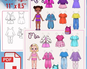 Modern Paper Dolls Printable – Dress up Doll With Clothes (PDF) - Etsy