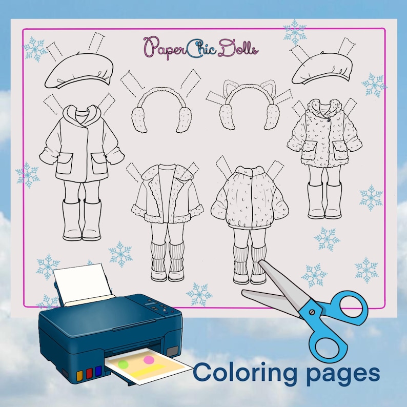 Paper Doll Clothes Mia – Hand-drawn Winter Outfit Set (PDF) - Etsy