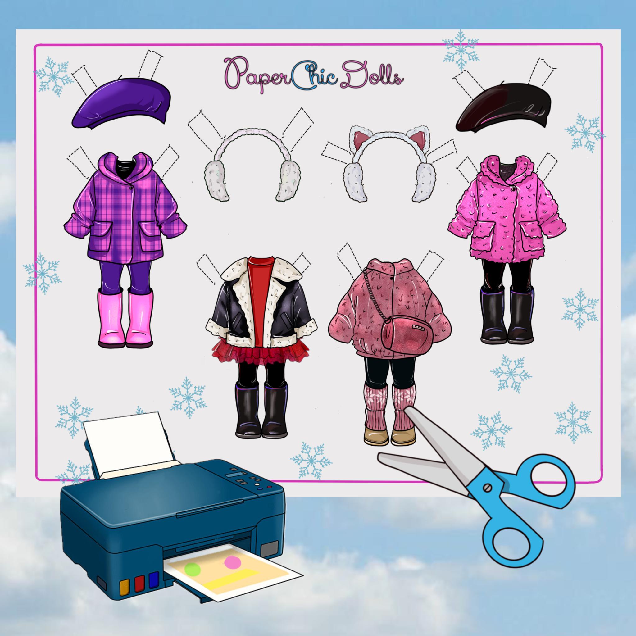 Paper Doll Clothes Mia – Hand-drawn Winter Outfit Set (PDF) - Etsy