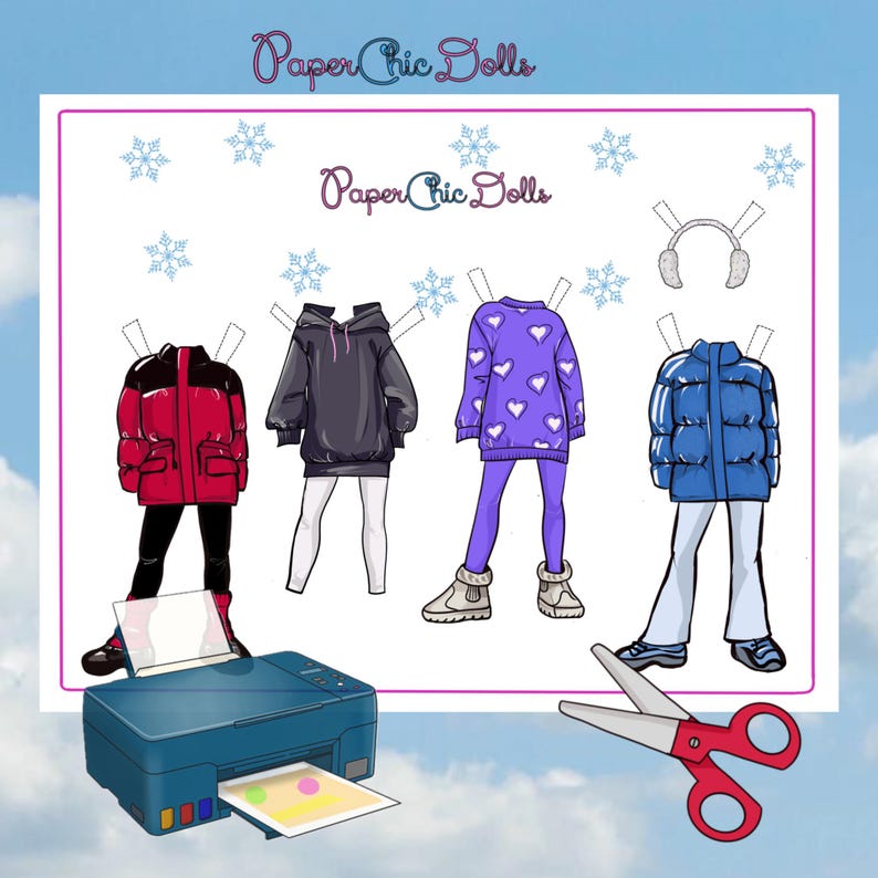 Paper Doll Clothes – Hand-drawn Winter Outfit Set (PDF) - Etsy