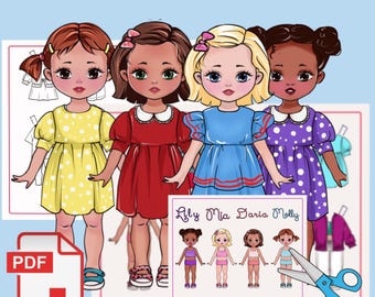 Printable Paper Dolls, Clothes & Coloring Page (PDF)