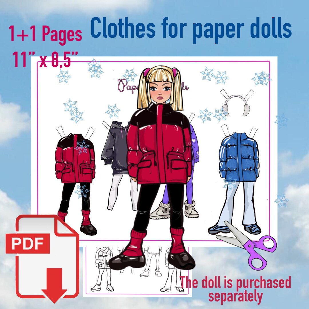 Paper Doll Clothes – Hand-drawn Winter Outfit Set (PDF) - Etsy