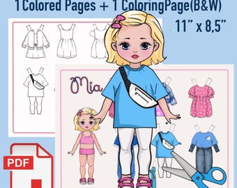 Printable Paper Doll, Dress-Up Clothes, Art Activity (PDF Download)