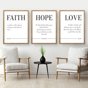 FAITH HOPE LOVE Bible Verse Wall Art  Printable Wall Decor Faith Affirmation Scripture Art Instant Download Home Decor