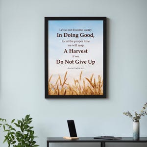 Impressão artística com as Escrituras de Gálatas 6:9 | Decoração de parede cristã (Download digital)