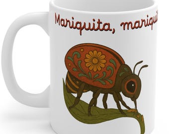 Ladybug Coffee Mug | Folkloric Mariquita | Ladybug Lover Gift | Unique Animal Mug | Bug Lover Gift