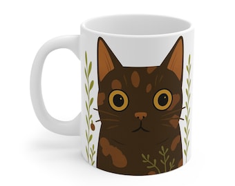 Betty Cat Mug | White Ceramic Mug | Cat Mom Gift | Cat Lover Mug | Gift for Cat Owner | Left Handed Mug