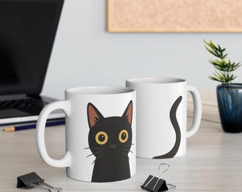 Max Cat Mug | White Ceramic Mug | Cat Mom Gift | Cat Lover Mug | Gift for Cat Owner | Left Handed Mug