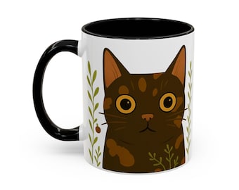 Betty Cat Mug | Accent Coffee Mug | Cat Mom Gift | Cat Lover Mug | Gift for Cat Owner | Left Handed Mug