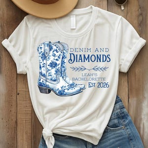 Denim and Diamonds Bachelorette T-Shirts, Customizable Bachelorette T-Shirts, Nashville Inspired Bachelorette T-Shirt