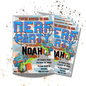 Nerf Birthday Party Invitation, Nerf Birthday for Boys Birthday, Nerf Party Invitation