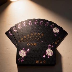 Tabi no Kokoro Tarot Deck, 78 Card Japanese Pastel Tarot, Cherry Blossom Foil Backs, Soft Touch Matte, PDF Guidebook image 3