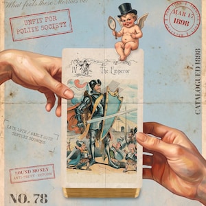 Vestige Tarot Deck 78 Cards, No AI Antique Tarot from Real 1800s Illustrations, Gold Gilded Edges, Vintage Collector Box