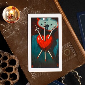 Necropolis Tarot Deck, 78 Card Gothic Skeleton Tarot, Dark Neon Art, Rider Waite Based, Guidebook Option image 6