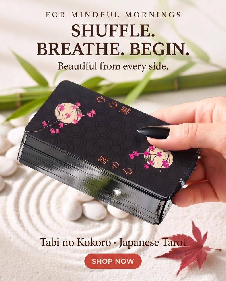 Tabi no Kokoro Tarot Deck, 78 Card Japanese Pastel Tarot, Cherry Blossom Foil Backs, Soft Touch Matte, PDF Guidebook image 1