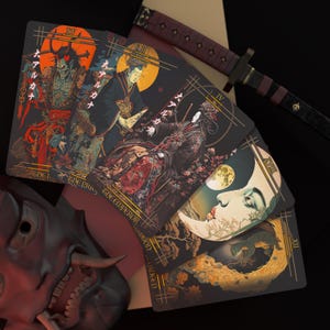 Beau jeu de cartes de tarot Reitekina Tabi – Feuille dorée, papier cartonné premium et guide | voyage spirituel pour collectionneurs | Pro-lecteurs.