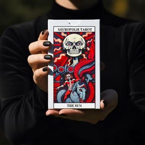 Necropolis Tarot Deck, 78 Card Gothic Skeleton Tarot, Dark Neon Art, Rider Waite Based, Guidebook Option image 5