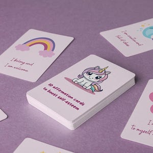 Schede di affermazione per bambini - Set stampabile modificabile, mentalità positiva per bambini