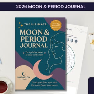 2026 Moon & Period Journal – Printable PDF, Menstrual Cycle and Lunar Phase Tracker