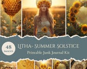 Summer Solstice Journal Kit Printable Digital Download Junk Ephemera Collection Bee Design Golden Honeycomb Elements Scrapbook Page Witch