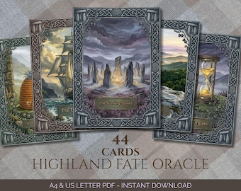 Printable Oracle Deck Celtic Tarot Card Reading Spiritual Guidance Divination Download Digital Fortune Telling Cards Scottish Folklore