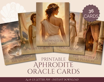 Aphrodite Oracle Card Deck Printable Tarot Reading Goddess Divination Deck Digital Spiritual Download Instant Pdf Oracle Guidance Self Worth