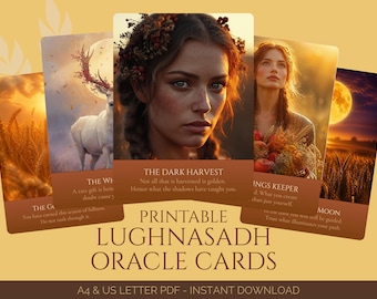 Printable Oracle Cards Lammas Celebration Lughnasadh Divination Deck Harvest Tarot Alternative Pagan Spiritual Tool Wheel of Year Sabbat