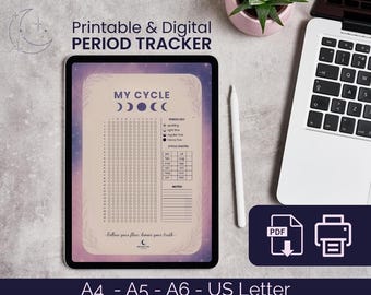 Printable Period Tracker, Cycle Syncing Planner (A4, A5, A6, US Letter PDF)