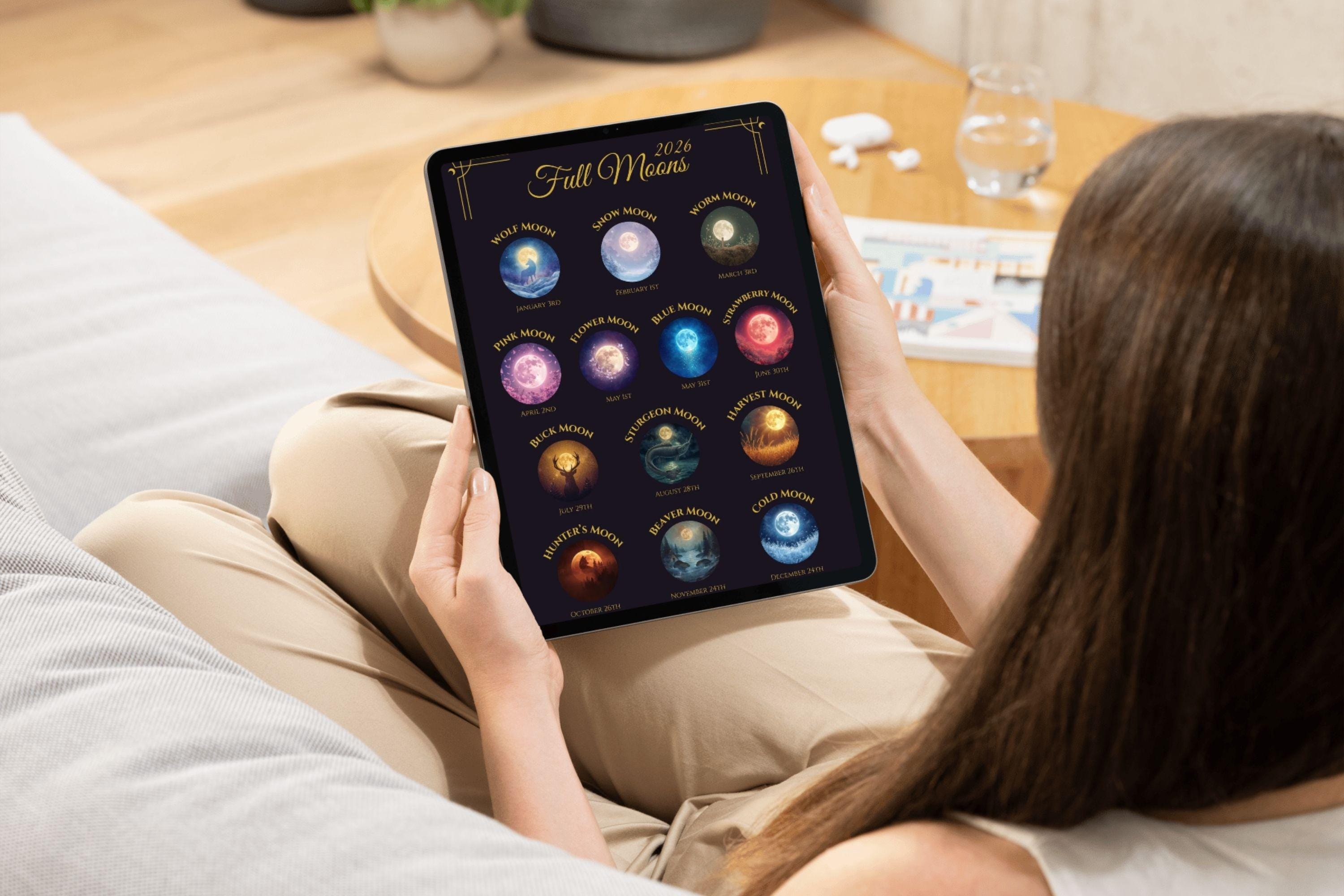 Printable 2026 Full Moons Calendar | Lunar Phases Wall Art - Etsy
