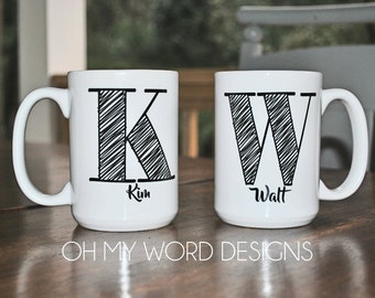 monogram mug etsy