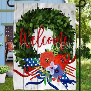 Personalized Garden Flag-Welcome Flag-Patriotic Welcome Garden Flag-4th of July-Farmhouse Decor-Yard Decor-Outdoor Decor-Garden Flag