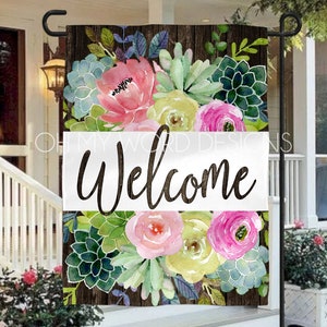 Welcome Garden Flag-Spring Flowers Garden Flag-Summer Garden Flag-Garden Flag-Outdoor Decor-Personalized