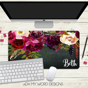 Personalized Desk Mat-Desk Mat-Over Sized Mouse Pad-Neoprene Desk Mat-Mouse Pad-Desk Accessories-Monogram Desk Mat-Gifts for Her