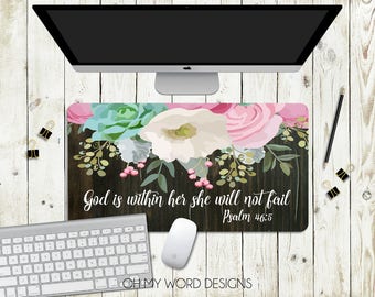 Desk Mat-Desk Mat-Over Sized Mouse Pad-Neoprene Desk Mat-Mouse Pad-Desk Accessories-Monograms-Scripture-Bible Journal-Gifts for Her