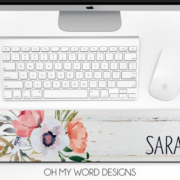 Personalized Keyboard Wrist Rest-Office-Mouse Pad-Office Desk Accessory-Wrist Rest-Mouse Pad-Monogram-Flowers