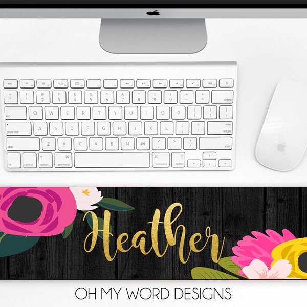 Personalized Keyboard Wrist Rest-Office-Mouse Pad-Office Desk Accessory-Wrist Rest-Mouse Pad-Monogram-Flowers