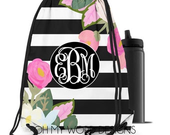 Monogram Draw String Back Pack-Personalized Tote Bag-Gym Bag-Draw String Back Pack-Monogram Tote Bag-Custom Bag