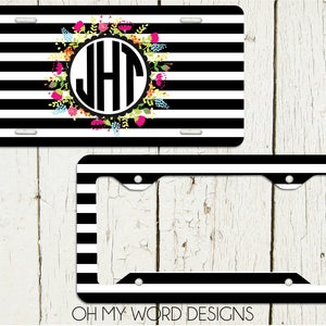 Monogram Car Tag-Personalized License Plate-Monogram Car Tag-Monogrammed License Plate-License Plate Frame-Gifts for Her